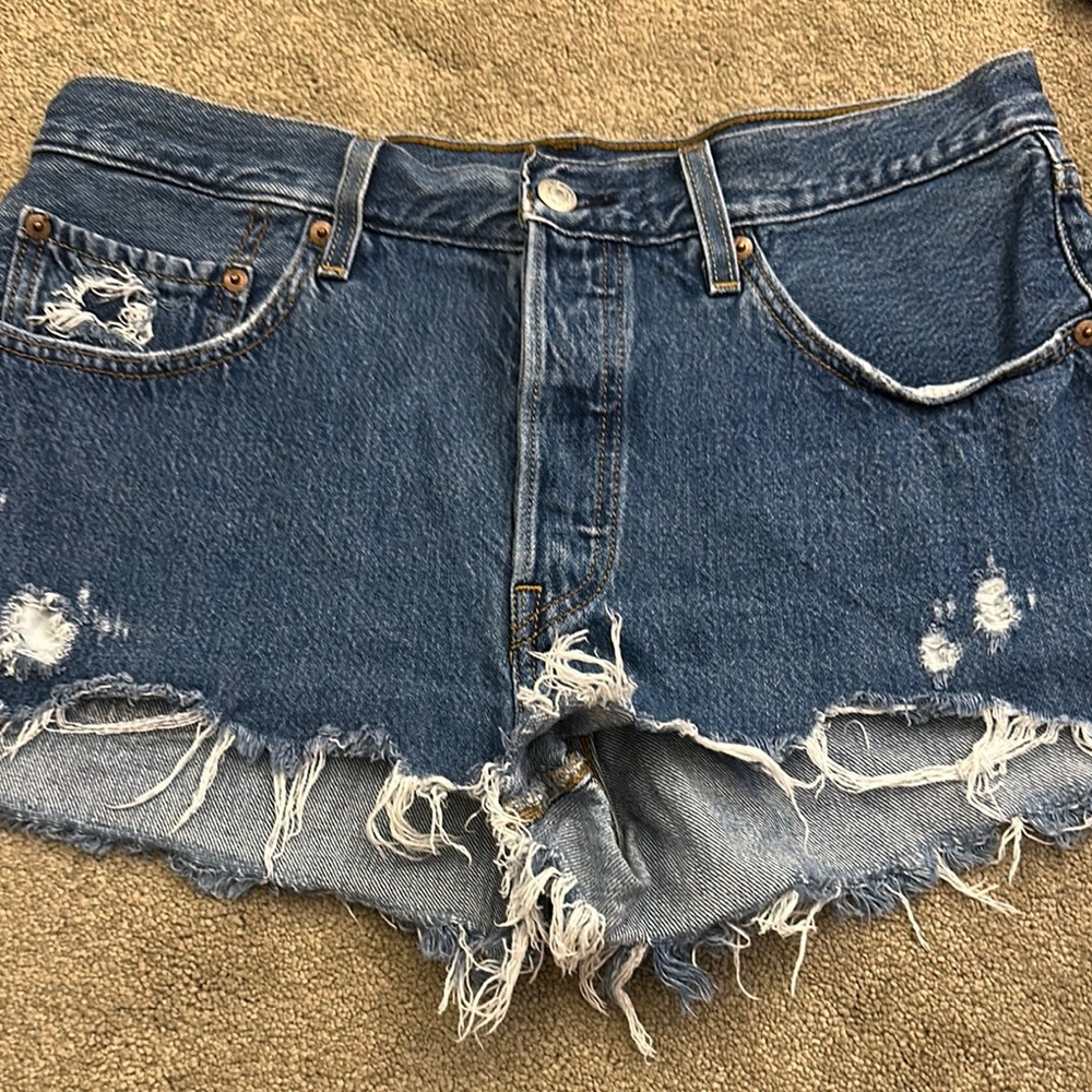 Distressed Blue Denim Shorts